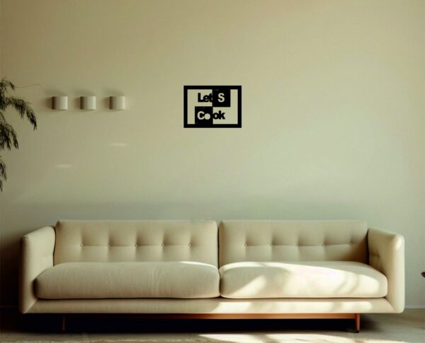 FONDO1SF SSDECO.es | Cuadro Decorativo Let's Cook - Arte en Madera Negro, 41x30 cm - Decoración Moderna para Salón, Comedor y Cocina